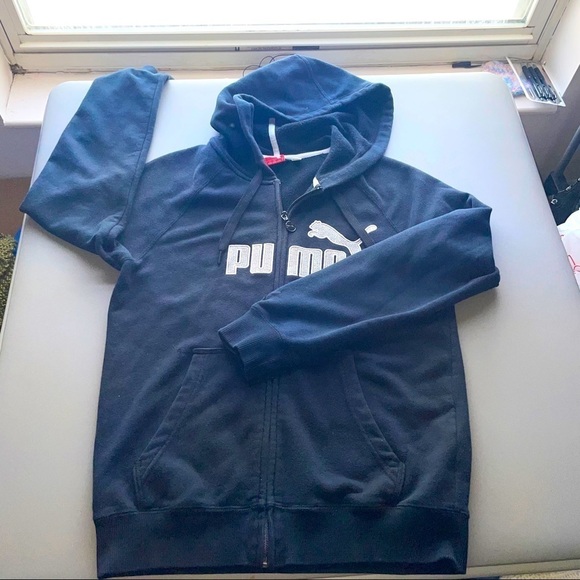 Puma Men’s 1/4 Zip Hoodie – Blue Pullover Sweatshirt, Size Small - Picture 8 of 10
